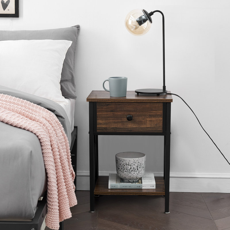 17 Stories 1 Drawer Metal Nightstand in Black & Reviews Wayfair.ca